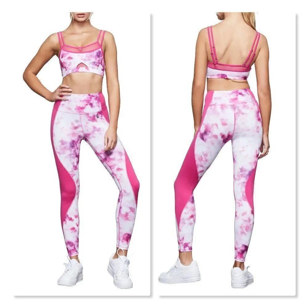 NEW!Ā Good American 'Trippy' Tie Dye Seamed Leggings - size 1 (Small) ināPink